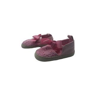Rising Star Infant Baby Girl Crochet Slip On Bow Pink 6-9 Months